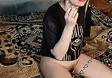my stepsis smokes hot without panties flashing pussy