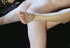 Skinny housewife babe fucks lover dildo ass toys