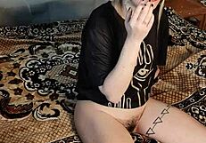 my stepsis smokes hot without panties flashing pussy