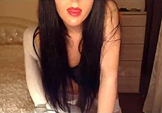 mlady jessy tamarra strips from roman chair to bed fingering clit