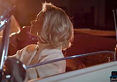 big round ass milf blonde polina rips clothes in playboy convertible striptease!
