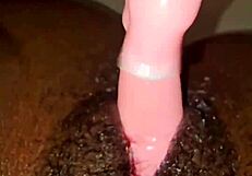 ever seen a sexy ebony's creamy tight pussy squirt everywhere from rough dildo fingering fun?