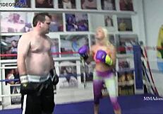 Blonde Bombshell Bimbo Stars in Classy Mixed Boxing