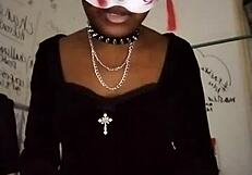 goth dom teases natural tits in heels drains balls raunchy