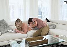 Step Sis Moans Through Orgasms While Free Used by Step Bro in 3some