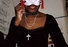 goth dom teases natural tits in heels drains balls raunchy
