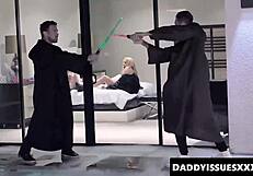 sword fight with chloe temple and stepdads turns into cock sucking pussy plowing