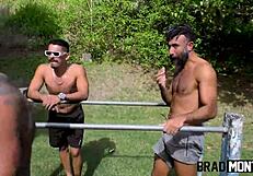 nympho gulosa bareback fucks three guys with double anal penetration on hairy pussy