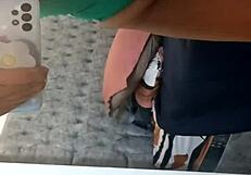 Stepdaughter masturbates by mirror as stepdad listens