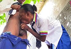 can this petite classmate handle black big cock in school backyard?