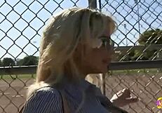 two baseball babes dive into horny blonde's pussy licking threesome!