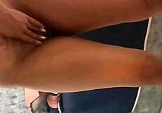 Stepdaughter masturbates by mirror as stepdad listens