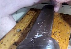 huge oiled dildos stretch mature ass for double anal penetration