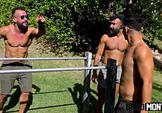 nympho gulosa bareback fucks three guys with double anal penetration on hairy pussy