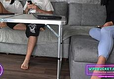 oops i meant my naughty wife calls stepsis to watch us fuck