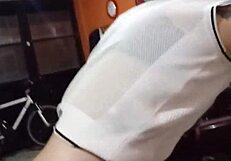 Natural ladyboy Shery strokes her hormonal lingerie bulge on camera