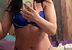 check out this blue lace tease on my mirror, still stained from all that squirting housewife action