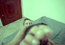 curvy brazilian milf wife takes double cumshot in intense footjob