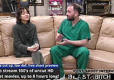 Doctor pounds Brooklyn Rossi's shaved pussy four times before cum blast POV