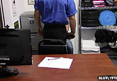 Stud Fingers Natalie's Pierced Clit as Brunette Grinds Jeans on His Cock