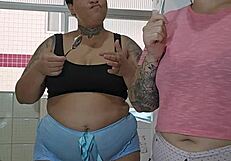 bbw fat exhibitionist flashes pussy after making out then dives face first into her wet cunt