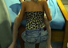 GTA 5 STYLE! COLLEGE BABE BENT OVER FUCKED DOGGY IN DORM DURING GAME!