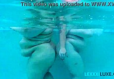 busty bbw lexxxi luxe and friend splash tits underwater pool play