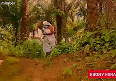 bbw ebony herbalist fucked hard by guy while picking herbs in forest