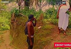 bbw ebony herbalist fucked hard by guy while picking herbs in forest