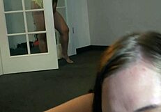 asian chick spies on couple fucking then joins their big cock threesome ride