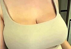 Stepmom Bends Over Shows Elastic Ass Big Milky Tits for Licking Massage