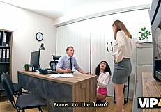 Bank Lady Boss Orgasms Wild with Naughty Subordinate at Work!