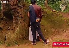 bbw ebony herbalist fucked hard by guy while picking herbs in forest