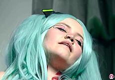 horny slutty doll rebecca nikson fingers wet shaved pussy close up