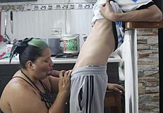 incredible kitchen fuck with my fat neighbor milf's big pussy
