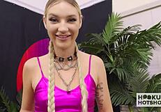 horny daisy lavoy throat fucked deep with sloppy blowjob and cumshot