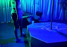 waitress caught by big guy teases then rides his monster cock gaping