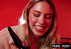PurgatoryX Khloe Kapri Takes BBC Facial in Gloryhole Cuckold Scene
