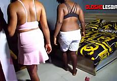 roommates' first ebony lesbian lick fest with dildos in dorm!