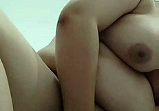 Vietnamese babe's shaved pussy stuffed with hardcore natural tits bouncing