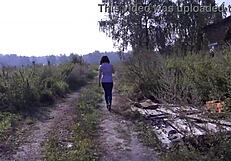 Amateur milf hairy cunts unleash powerful outdoor public pissing streams