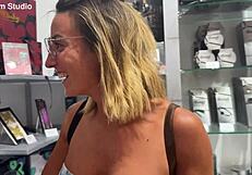 french babe pam tests huge suction dildo on big tits all day