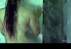 i strip sasha sparrow slowly in shower watching her small tits glisten wet