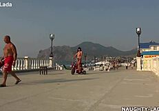 Wife's Naughty Naked Public Ride