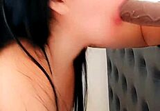novinha practicing deepthroat blowjob skills for her college boyfriend's thick cock