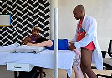 DOCTOR POUNDS PATIENT ASS BESIDE HUSBAND WHO DOESN'T NOTICE!