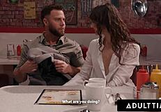 college girl liz jordan risks public desk suck and rough pussy ride