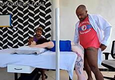DOCTOR POUNDS PATIENT ASS BESIDE HUSBAND WHO DOESN'T NOTICE!