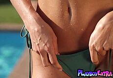 Sweaty Italian Gena Miller's Big Tits Spill from Tiny Bikini in Outdoor Strip?
