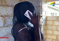 Bricklayer fucks stranded ebony in building